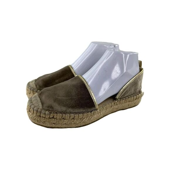 Free People Women's Velvet Espadrille Flats US 7.5 Olive Slip-On Sandal - Picture 1 of 10